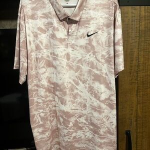 Nike Men’s Light Pink Marble Polo with White Pattern